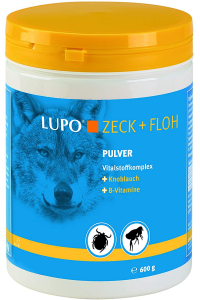 Obrázok pre LUPO Zeck + Floh, prírodný prostriedok proti kliešťom a blchám (prášok) 600g