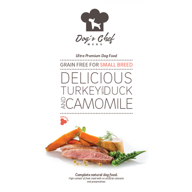 Obrázok pre Dog’s Chef Delicious Turkey with Duck and Camomile Small Breed 500g