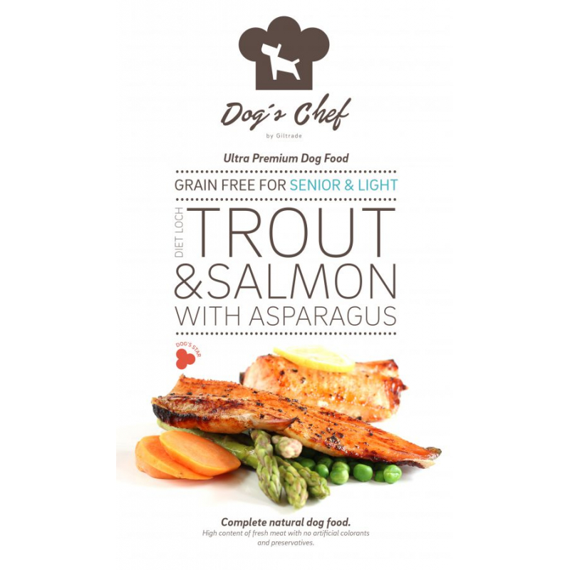 Obrázok pre Dog’s Chef Diet Loch Trout & Salmon with Asparagus Senior&Light 500g