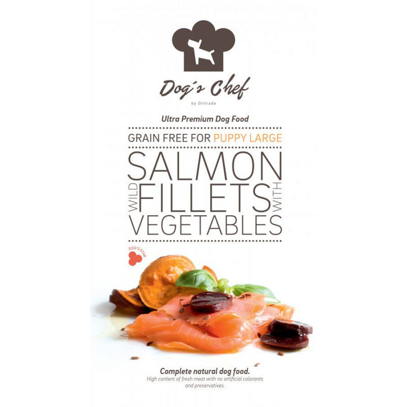 Obrázok pre Dog’s Chef Wild Salmon fillets with Vegetables for LARGE BREED PUPPIES 500g